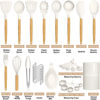Picture of Umite Chef Kitchen Cooking Utensils Set, 33 pcs Non-stick Silicone Cooking Kitchen Utensils Spatula Set with Holder, Wooden Handle Silicone Kitchen Gadgets Utensil Set (Cream White)