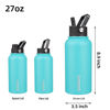 Picture of BJPKPK Insulated Water Bottles with Straw Lid, 27oz Stainless Steel Water Bottle with 3 Lids, Leak Proof BPA Free Metal Thermos Mug, Sports Water Bottle Keep Cold & Hot- Turquoise