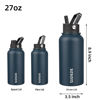 Picture of BJPKPK Insulated Water Bottles with Straw Lid, 27oz Stainless Steel Water Bottle with 3 Lids, Leak Proof BPA Free Metal Thermos Mug, Sports Water Bottle Keep Cold & Hot- Navy Blue