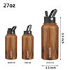 Picture of BJPKPK Insulated Water Bottles with Straw Lid, 27oz Stainless Steel Water Bottle with 3 Lids, Leak Proof BPA Free Metal Thermos Mug, Sports Water Bottle Keep Cold & Hot- Teakwood