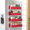 Picture of HuggieGems 4 Pack Magnetic Spice Storage Rack Organizer for Refrigerator and Oven, Red Fridge Organizers and Storage