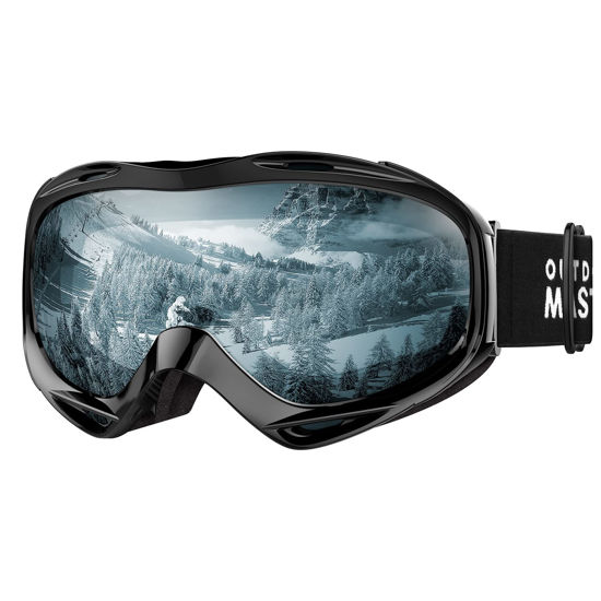Picture of OutdoorMaster Ski Goggles OTG - Over Glasses Ski/Snowboard Goggles for Men, Women & Youth - 100% UV Protection (Blackframe Bluelens VLT80%)
