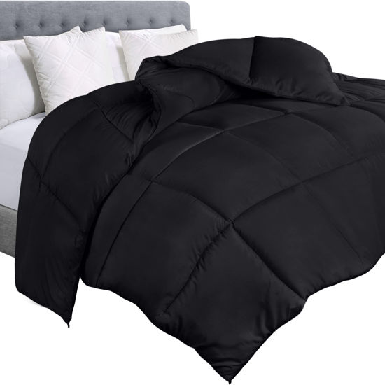 Picture of Utopia Bedding Comforter Duvet Insert, Quilted Comforter with Corner Tabs, Box Stitched Down Alternative Comforter Twin (Black)