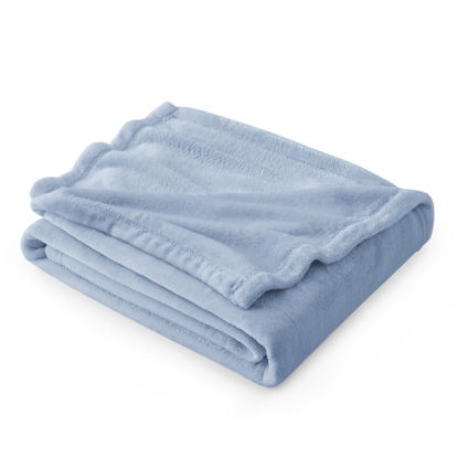 Picture of Bedsure Fleece Throw Blanket for Couch Light Blue - Lightweight Plush Fuzzy Cozy Soft Blankets and Throws for Sofa, 50x60 inches