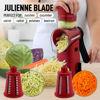 Picture of Zulay Rotary Cheese Grater 5 Blade Cheese Shredder - Manual Hand Crank Cheese Grater With Reinforced Suction & 5 Interchangeable Drums - Easy to Use Vegetable Chopper - Deep Maroon