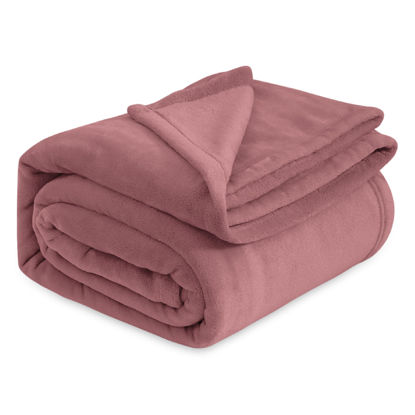 Picture of Bedsure Fleece Bed Blankets Queen Size Rose Pink - Soft Lightweight Plush Fuzzy Cozy Luxury Blanket Microfiber, 90x90 inches