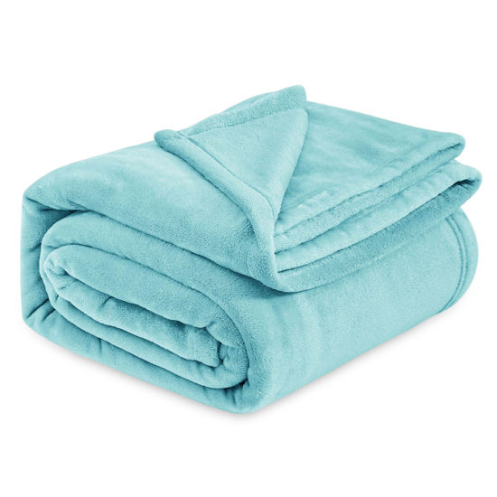 Picture of Bedsure Fleece Bed Blankets Queen Size River Blue - Soft Lightweight Plush Fuzzy Cozy Luxury Blanket Microfiber, 90x90 inches