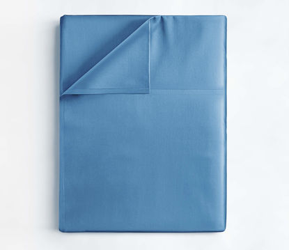 Picture of California King Size Flat Sheet - Comfortable, Breathable & Cooling Sheet - Hotel Luxury, Fade Resistant Flat Sheet - Extra Soft & Comfy - Easy Care, Wrinkle Free - Denim Blue Flat Sheet Only