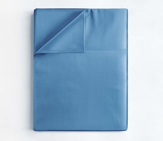 Picture of California King Size Flat Sheet - Comfortable, Breathable & Cooling Sheet - Hotel Luxury, Fade Resistant Flat Sheet - Extra Soft & Comfy - Easy Care, Wrinkle Free - Denim Blue Flat Sheet Only