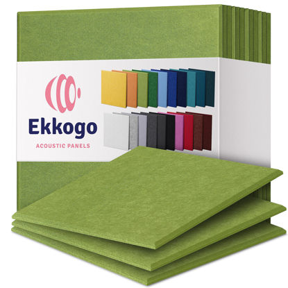 Picture of Ekkogo Acoustic Panels 12-Pack Soundproof Wall Panels 12"X12"X0.4" Sound Panels High Density Sound Dampening Panels - [Gin Green Square]