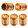 Picture of Tire Valve Stem Caps Cover - (5 Pack) Tire Air Cap N2 Nitrogen Metal with Plastic Liner Corrosion Resistant Leak-Proof for Car Truck Motorcycle Bike Orange