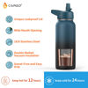 Picture of CIVAGO 40 oz Insulated Water Bottle With Straw, Stainless Steel Sports Water Cup Flask with 3 Lids, Double Walled Travel Thermal Canteen Mug, Red
