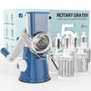 Picture of Cambom Rotary Cheese Grater Hand Crank Cheese Shredder for Fresh Cheese, Vegetable, Nuts, Non-slip Suction Base,Five Blades, Deep Blue