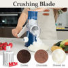 Picture of Cambom Rotary Cheese Grater Hand Crank Cheese Shredder for Fresh Cheese, Vegetable, Nuts, Non-slip Suction Base,Five Blades, Deep Blue