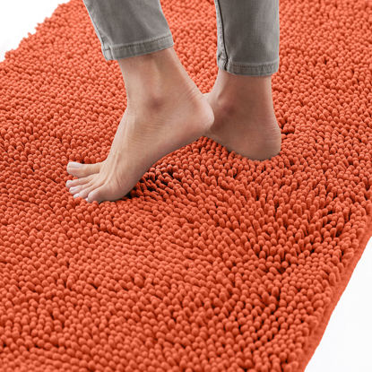 Picture of Gorilla Grip Bath Rug 60x24, Thick Soft Absorbent Chenille, Rubber Backing Quick Dry Microfiber Mats, Machine Washable Rugs for Shower Floor, Bathroom Runner Bathmat Accessories Decor, Coral