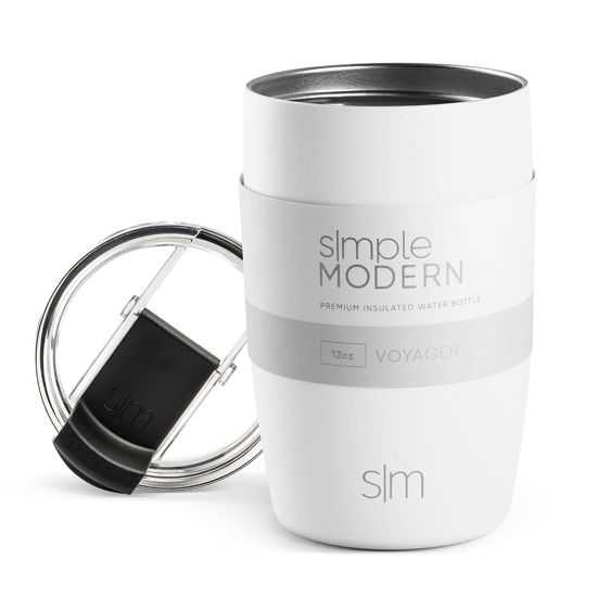 Picture of Simple Modern Travel Coffee Mug Tumbler with Flip Lid | Reusable Insulated Stainless Steel Cold Brew Iced Coffee Cup Thermos | Gifts for Women Men Him Her | Voyager Collection | 12oz | Winter White
