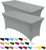Picture of Utopia Kitchen Spandex Tablecloth 2 Pack [4FT, Grey] Tight, Fitted, Washable and Wrinkle Resistant Stretch Rectangular Patio Table Cover for Event, Wedding, Banquet & Parties [48Lx30Wx30H Inch]