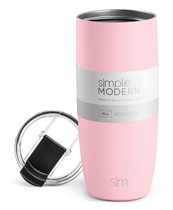 Picture of Simple Modern Travel Coffee Mug Tumbler with Flip Lid | Reusable Insulated Stainless Steel Cold Brew Iced Coffee Cup Thermos | Gifts for Women Men Him Her | Voyager Collection | 20oz | Blush