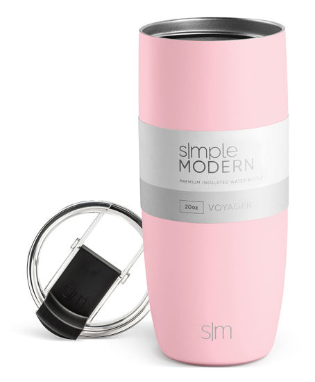 Picture of Simple Modern Travel Coffee Mug Tumbler with Flip Lid | Reusable Insulated Stainless Steel Cold Brew Iced Coffee Cup Thermos | Gifts for Women Men Him Her | Voyager Collection | 20oz | Blush