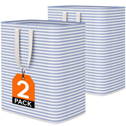 Picture of Lifewit 100L Freestanding Laundry Hamper, Collapsible Waterproof Large Laundry Basket with Easy Carry Extended Handles for Clothes, Towels, Blue, 2 Packs