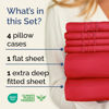 Picture of Extra Deep King Sheet Set - 6 Piece Breathable and Cooling Sheets - Hotel Luxury Bed Sheets Set - Easy & Secure Fit - Soft, Wrinkle Free and Comfy Sheets Set - Red Sheet Set with Extra Deep Pockets