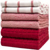 Picture of Premium Kitchen Towels (20”x 28”, 6 Pack) - Large Cotton Kitchen Hand Towels - Flat & Terry Towel - Highly Absorbent Tea Towels Set with Hanging Loop (Red Check)