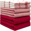 Picture of Premium Kitchen Towels (20”x 28”, 6 Pack) - Large Cotton Kitchen Hand Towels - Flat & Terry Towel - Highly Absorbent Tea Towels Set with Hanging Loop (Red Check)