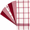 Picture of Premium Kitchen Towels (20”x 28”, 6 Pack) - Large Cotton Kitchen Hand Towels - Flat & Terry Towel - Highly Absorbent Tea Towels Set with Hanging Loop (Red Check)