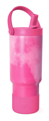 Picture of Simple Modern Trek Pivot | 24oz Kids Flip Straw Tumbler with Handle and Silicone Boot | Insulated Water Bottle Stainless Steel Cup | School Travel Jug | Pink Whimsical Tie Dye