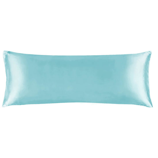 Picture of BEDELITE Satin Silk Body Pillow Pillowcase for Hair and Skin, Premium and Silky Blue Long Body Pillow Case Cover 20x54 with Envelope Closure