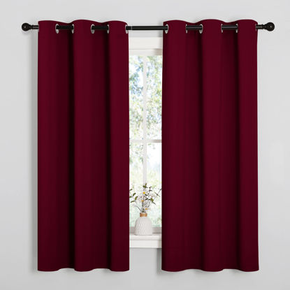 Picture of NICETOWN Blackout Curtains for Bedroom, Window Room Darkning Curtains/Drapes, Cold and Heat Reduction Curtains for Kitchen Living Room (Wine Red, 2 Panels, W42 x L63 inches)