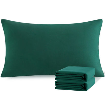 Picture of NTBAY King Pillowcase Set - 2 Pack Brushed Microfiber 20x36 Pillowcases - Soft, Wrinkle-Free, Fade-Resistant, Stain-Resistant, Dark Green Pillowcases with Envelope Closure - 20x36 Inches, Dark Green