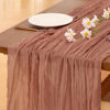 Picture of Socomi Dark Rose Table Runner Cheesecloth Table Runner 120 inch Cheese Cloth Runner Spring Easter 10FT Boho Rustic Gauze Table Runner for Wedding Party Baby Shower Birthday Home Decor