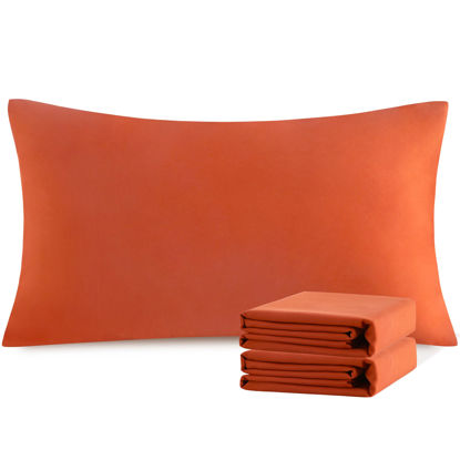 Picture of NTBAY King Pillowcase Set - 2 Pack Brushed Microfiber 20x40 Pillowcases - Soft, Wrinkle-Free, Fade-Resistant, Stain-Resistant, Brunt Orange Pillowcases with Envelope Closure - 20x40 Inches