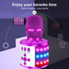 Picture of BONAOK Bluetooth Wireless Karaoke Microphone with LED Lights,4-in-1 Portable Handheld Mic with Speaker Karaoke Player for Singing Home Party Toys Birthday Gift for Kids Adults Girls Q78(Purple)