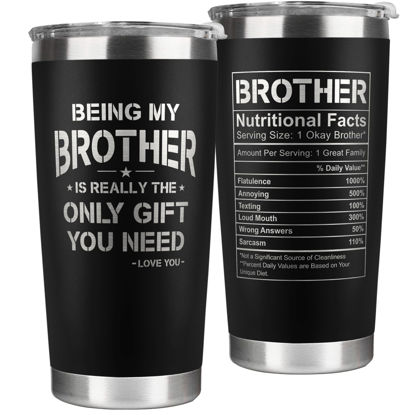 Picture of KATLADIZ Gifts for Brother - Brother Gifts - Fathers Day, Birthday Gifts for Brother, Christmas Gifts for Brother - Gift for Brother from Sister - 20 Oz Tumbler