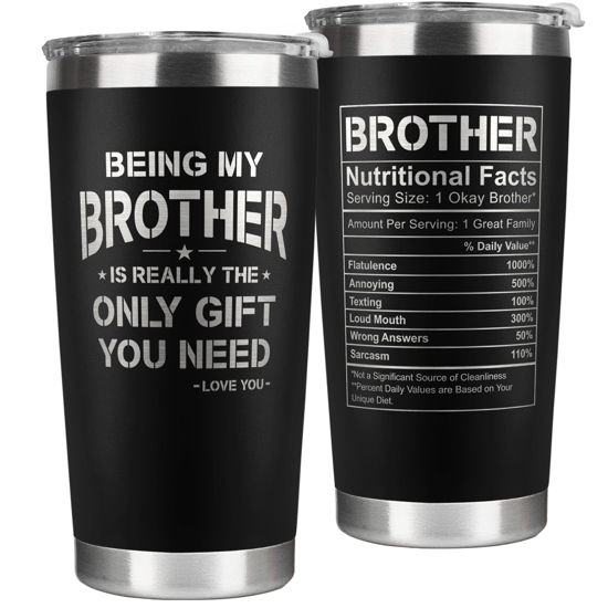 Picture of KATLADIZ Gifts for Brother - Brother Gifts - Fathers Day, Birthday Gifts for Brother, Christmas Gifts for Brother - Gift for Brother from Sister - 20 Oz Tumbler