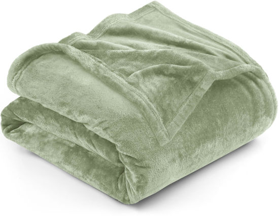 Picture of Utopia Bedding Fleece Blanket King Size Sage Green 300GSM Luxury Fuzzy Soft Anti-Static Microfiber Bed Blanket (90x102 Inches)