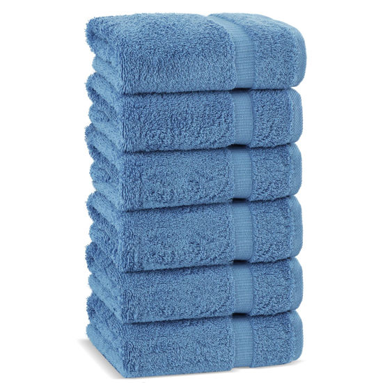 Picture of Chakir Turkish Linens | Hotel & Spa Quality 100% Cotton Premium Turkish Towels | Soft & Absorbent (6-Piece Hand Towels, Wedgewood)