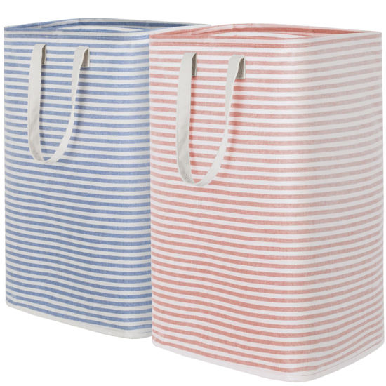 Picture of Lifewit 2 Pack Laundry Hamper Large Collapsible Laundry Basket, Freestanding Waterproof Cloth Hamper with Easy Carry Handles in Laundry Room Bedroom Bathroom Dorm for Adult, Pink&Blue, 2 x 80L