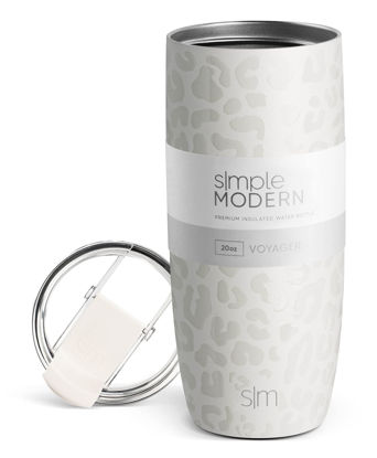 Picture of Simple Modern Travel Coffee Mug Tumbler with Flip Lid | Reusable Insulated Stainless Steel Cold Brew Iced Coffee Cup Thermos | Gifts for Women Men Him Her | Voyager Collection | 20oz | Cream Leopard