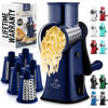 Picture of Zulay Rotary Cheese Grater 5 Blade Cheese Shredder - Manual Hand Crank Cheese Grater With Reinforced Suction & 5 Interchangeable Drums - Easy to Use Vegetable Chopper - Crystal Sapphire