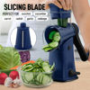 Picture of Zulay Rotary Cheese Grater 5 Blade Cheese Shredder - Manual Hand Crank Cheese Grater With Reinforced Suction & 5 Interchangeable Drums - Easy to Use Vegetable Chopper - Crystal Sapphire