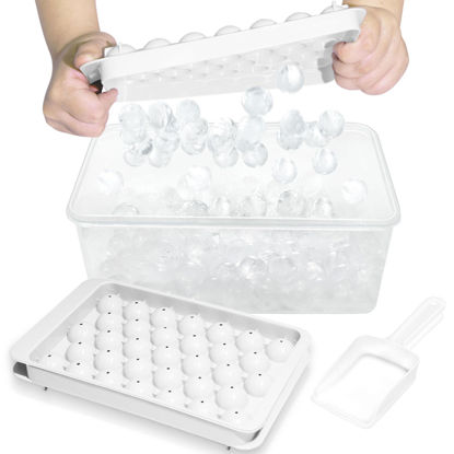 Picture of WIBIMEN Ice Cube Tray with Lid and Bin - Round Ice Trays for Freezer with Lid - Ice Cube Trays for Freezer with Ice Container (1"-2PACK White)