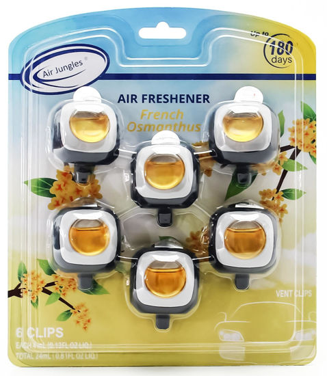 Picture of Air Jungles French Osmanthus Scent Car Air Freshener Clip, 6 Car Freshener Vent Clips, 4ml Each, Long Lasting Air Freshener for Car, Up to 180 Days Car Refresher Odor Eliminator