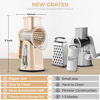 Picture of SUSTEAS Rotary Cheese Grater with Handle - Vegetable Shredder with 5 Well-designed Blades & Strong Suction Base,Round Mandoline Slicer & Food Chopper for Kitchen,with Blade Storage Box(Beige)