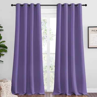 Picture of NICETOWN Lilac Purple Blackout Curtains 108" Long for Office, 55" Wide, 2 Pieces, Dining Room, Guest Room, Sound Reducing Heat and Cold Block Curtain Panels for Modern Room Decorative