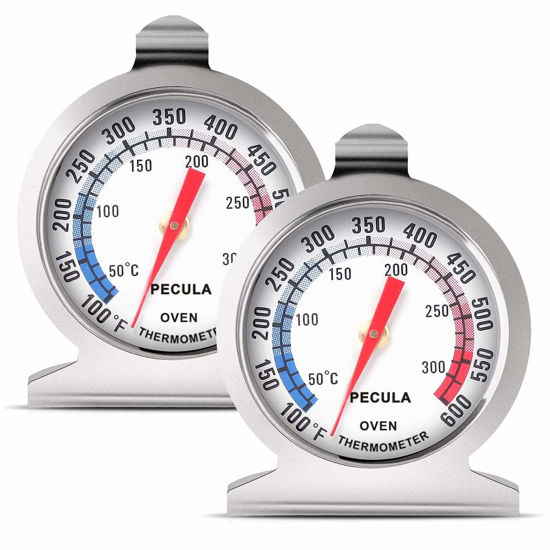 Picture of Oven Thermometer 2 Pack 50-300°C/100-600°F, Oven Grill Fry Chef Smoker Thermometer Instant Read Stainless Steel Thermometer Kitchen Cooking Thermometer