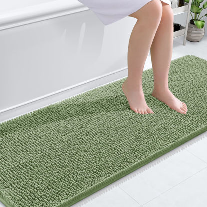 Picture of OLANLY Bathroom Rugs 70x24, Extra Soft Absorbent Chenille Bath Rugs, Rubber Backing Quick Dry, Machine Washable Bath Mats for Bathroom Floor, Tub and Shower, Home Decor Accessories, Sage Green