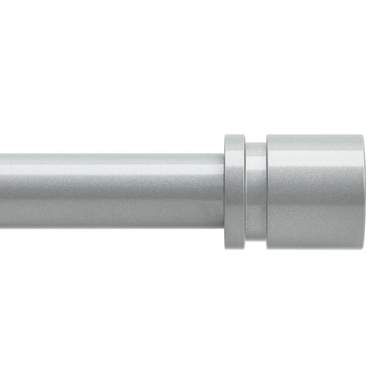 Picture of Byondeth Curtain Rods for Windows 16 to 48 or 60 Inches Max Adjustable Length 1 Inch Diameter Window Curtain Rod with Aluminium End Cap, Silver Gray